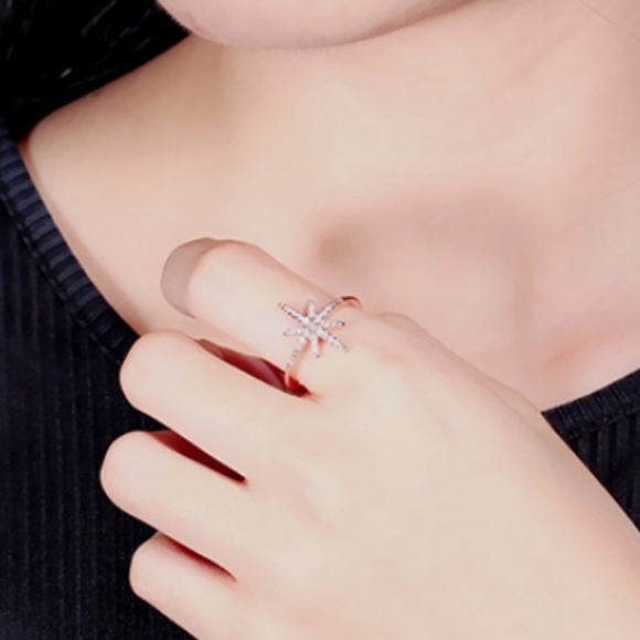 Rose Gold CZ Star Ring - Picture 2 of 3